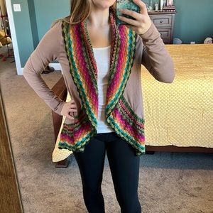 Crochet detail open cardigan